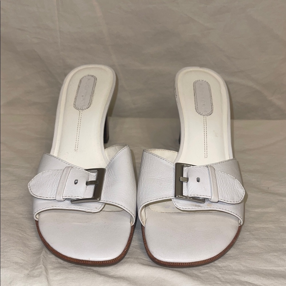 Rockport White Heeled Mules with Buckle - Picture 2 of 10